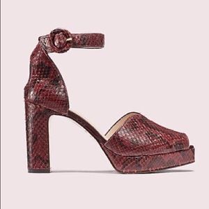 KATE SPADE Perry Platform Heels Snakeskin Burgundy